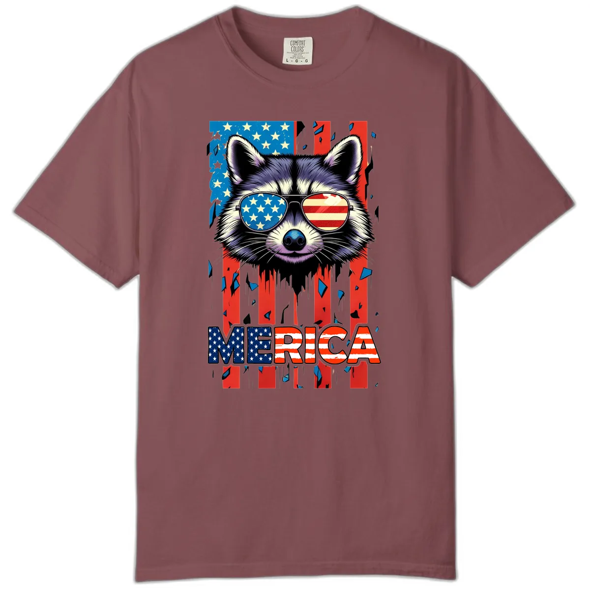 Patriotic Raccoon Merica Sunglasses Comfort Color in Brick