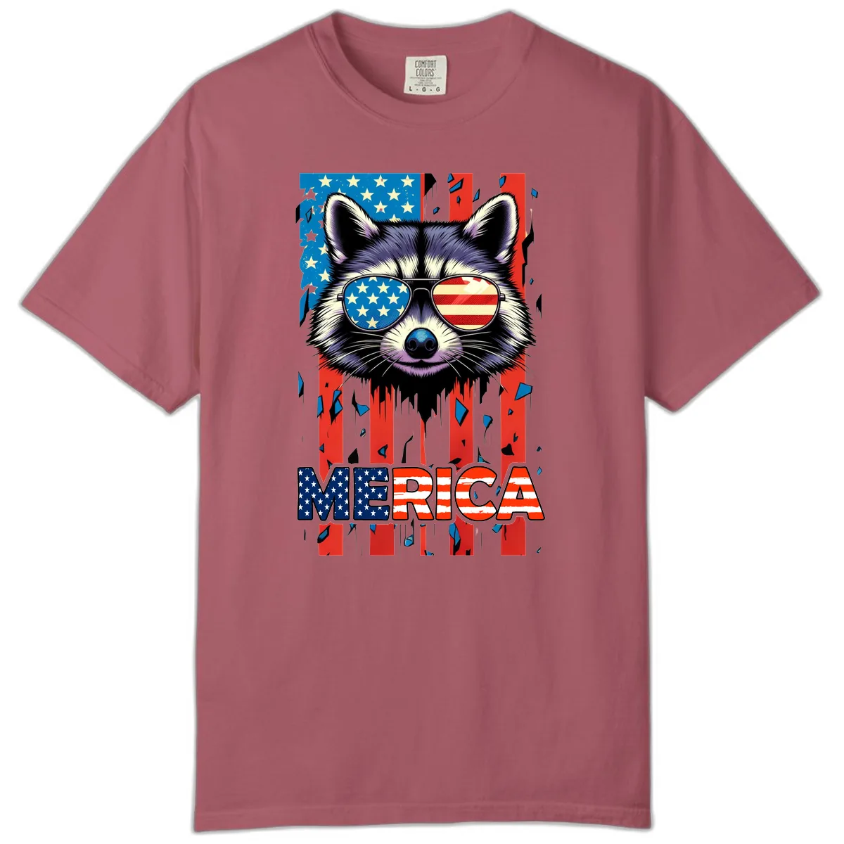 Patriotic Raccoon Merica Sunglasses Comfort Color in Crimson