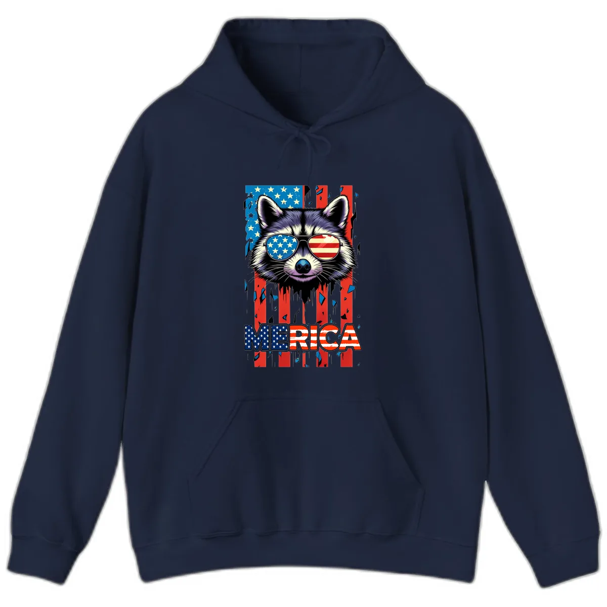 Patriotic Raccoon Merica Sunglasses Hoodie in Navy