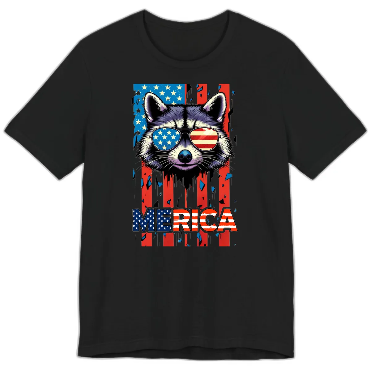 Patriotic Raccoon Merica Sunglasses Premium T-Shirt in Black