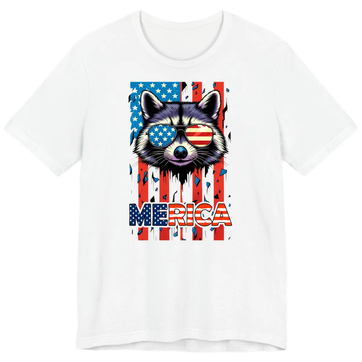 Patriotic Raccoon Merica Sunglasses Premium T-Shirt in White