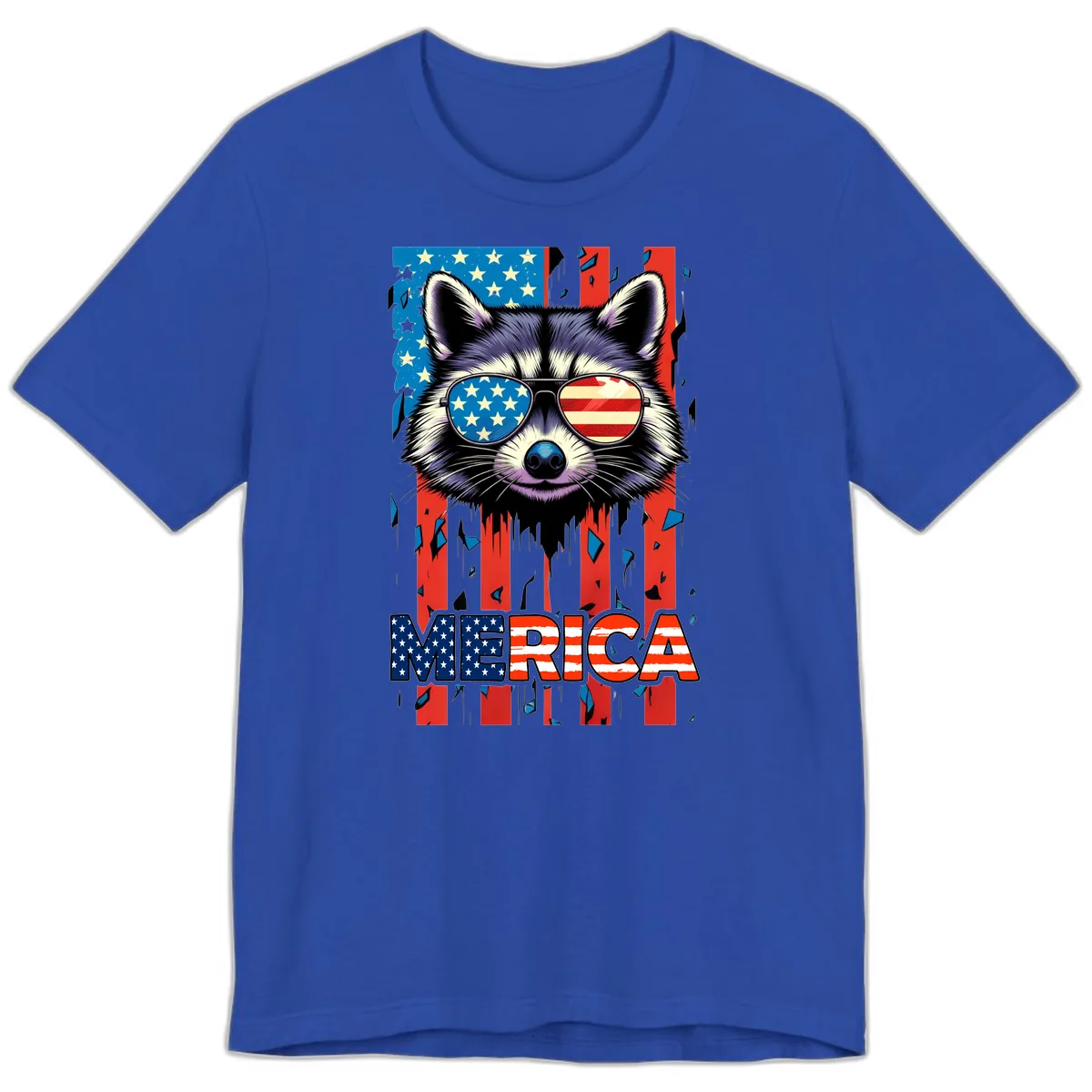 Patriotic Raccoon Merica Sunglasses Premium T-Shirt in True Royal