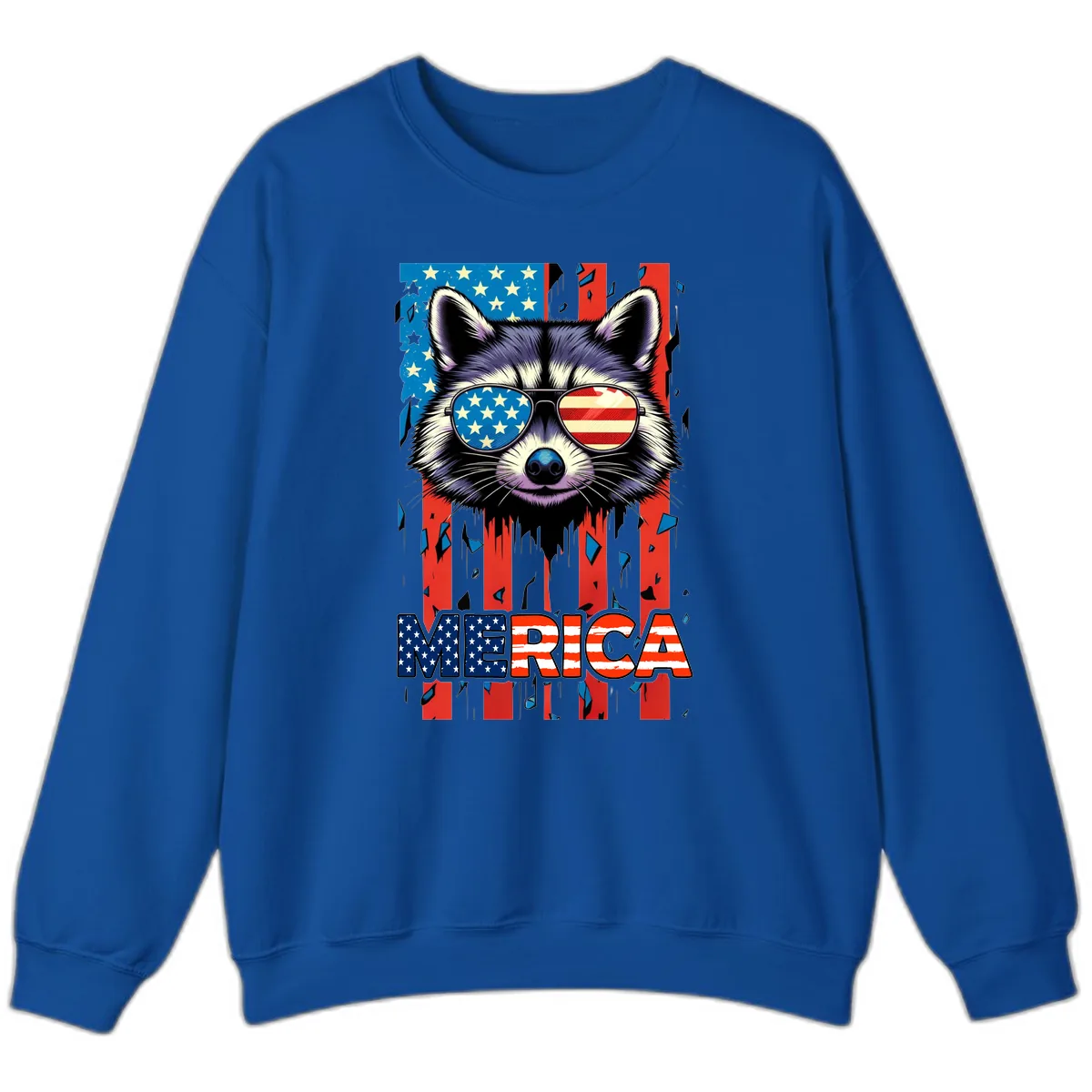 Patriotic Raccoon Merica Sunglasses Sweatshirt in Royal
