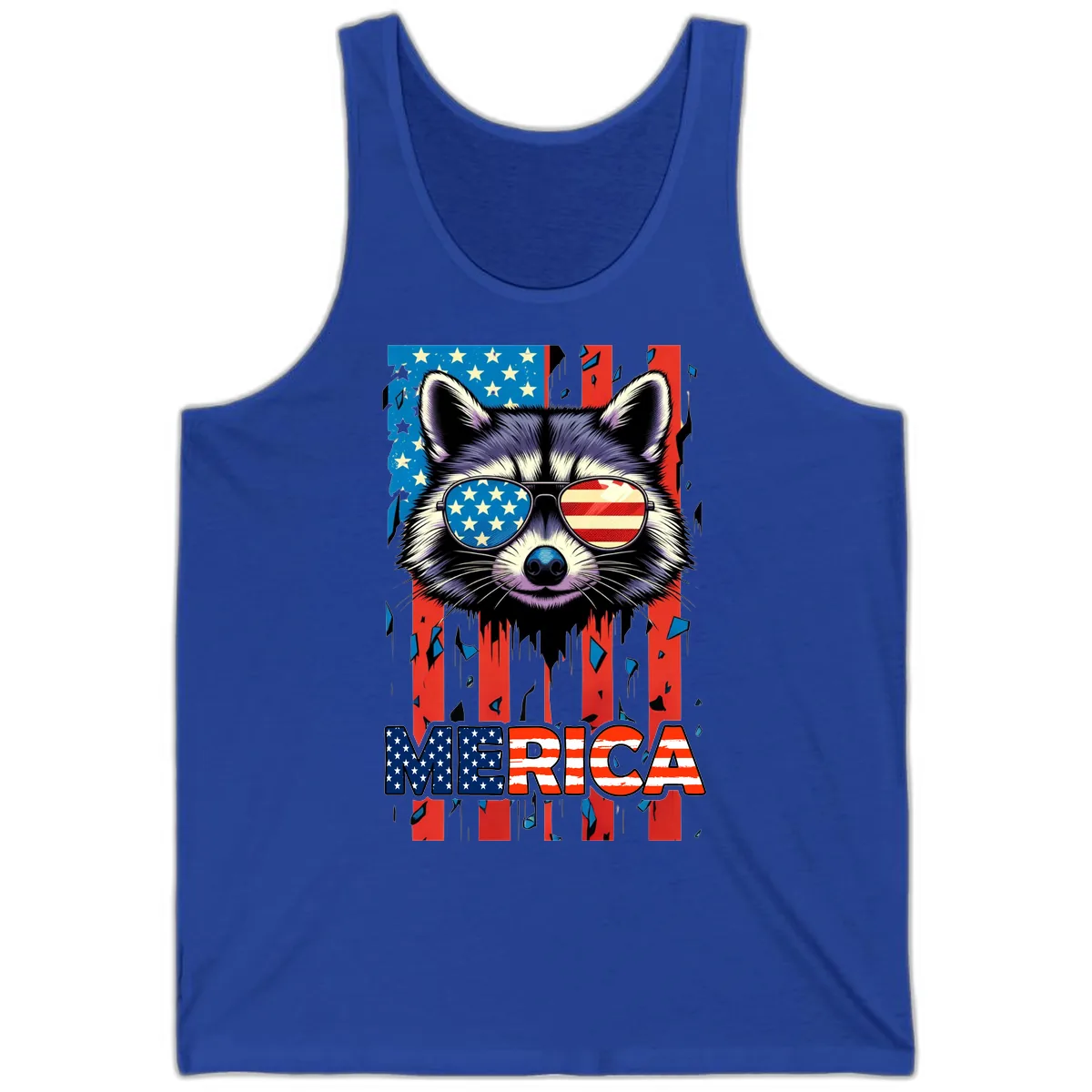 Patriotic Raccoon Merica Sunglasses Tank in True Royal