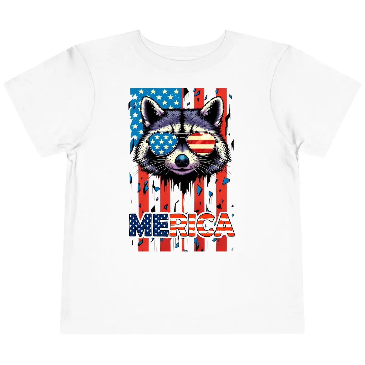 Patriotic Raccoon Merica Sunglasses Toddler T-Shirt in White