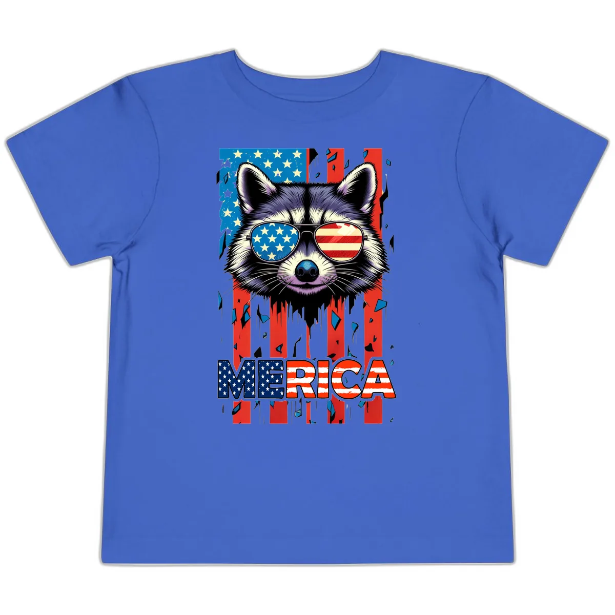 Patriotic Raccoon Merica Sunglasses Toddler T-Shirt in True Royal