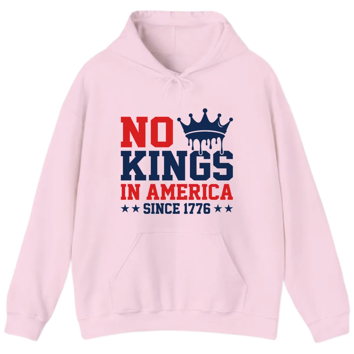 No Kings In America Since 1776 Patriotic Design Hoodie in Light Pink