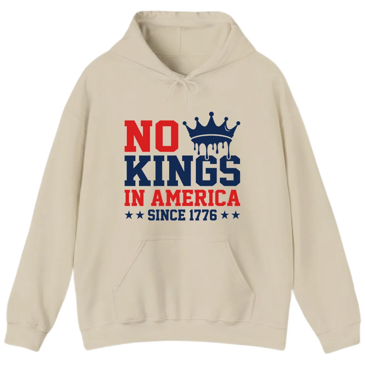 No Kings In America Since 1776 Patriotic Design Hoodie in Sand
