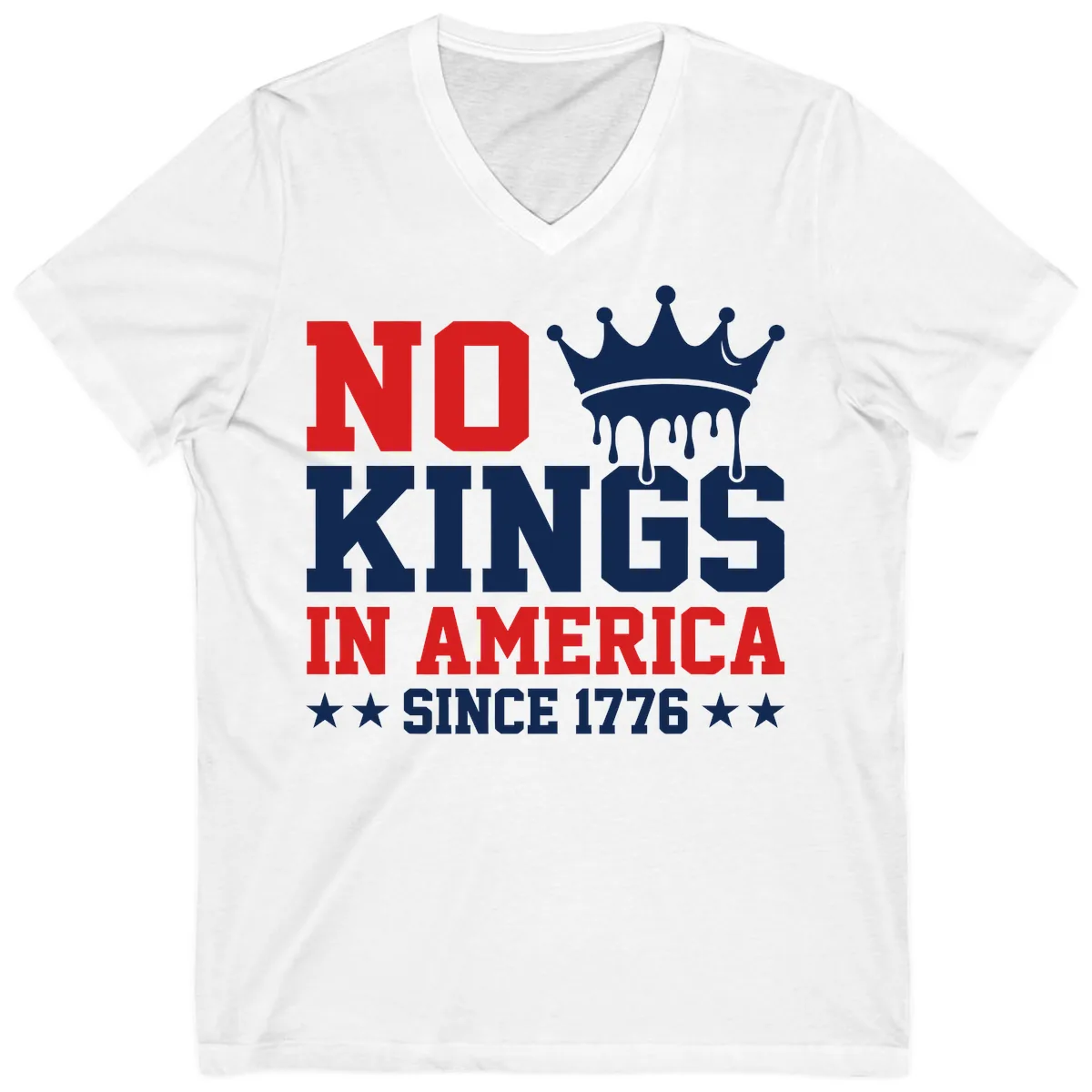 No Kings In America Since 1776 Patriotic Design V-Neck in White