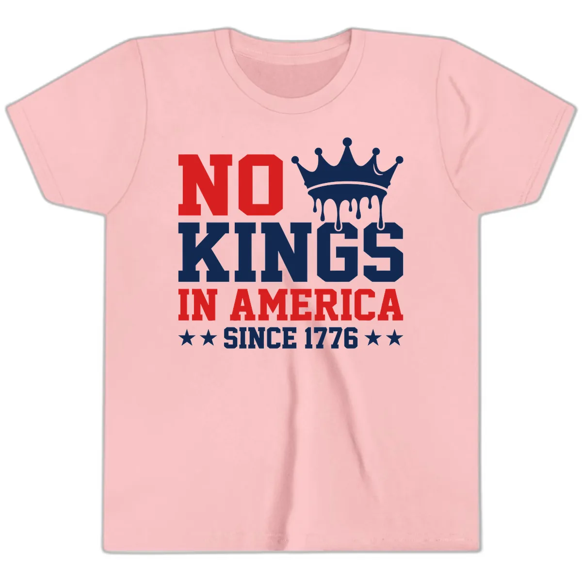 No Kings In America Since 1776 Patriotic Design Youth T-Shirt in Pink