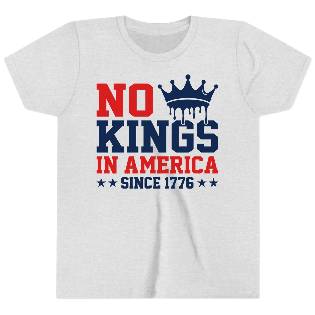No Kings In America Since 1776 Patriotic Design Youth T-Shirt in Ash