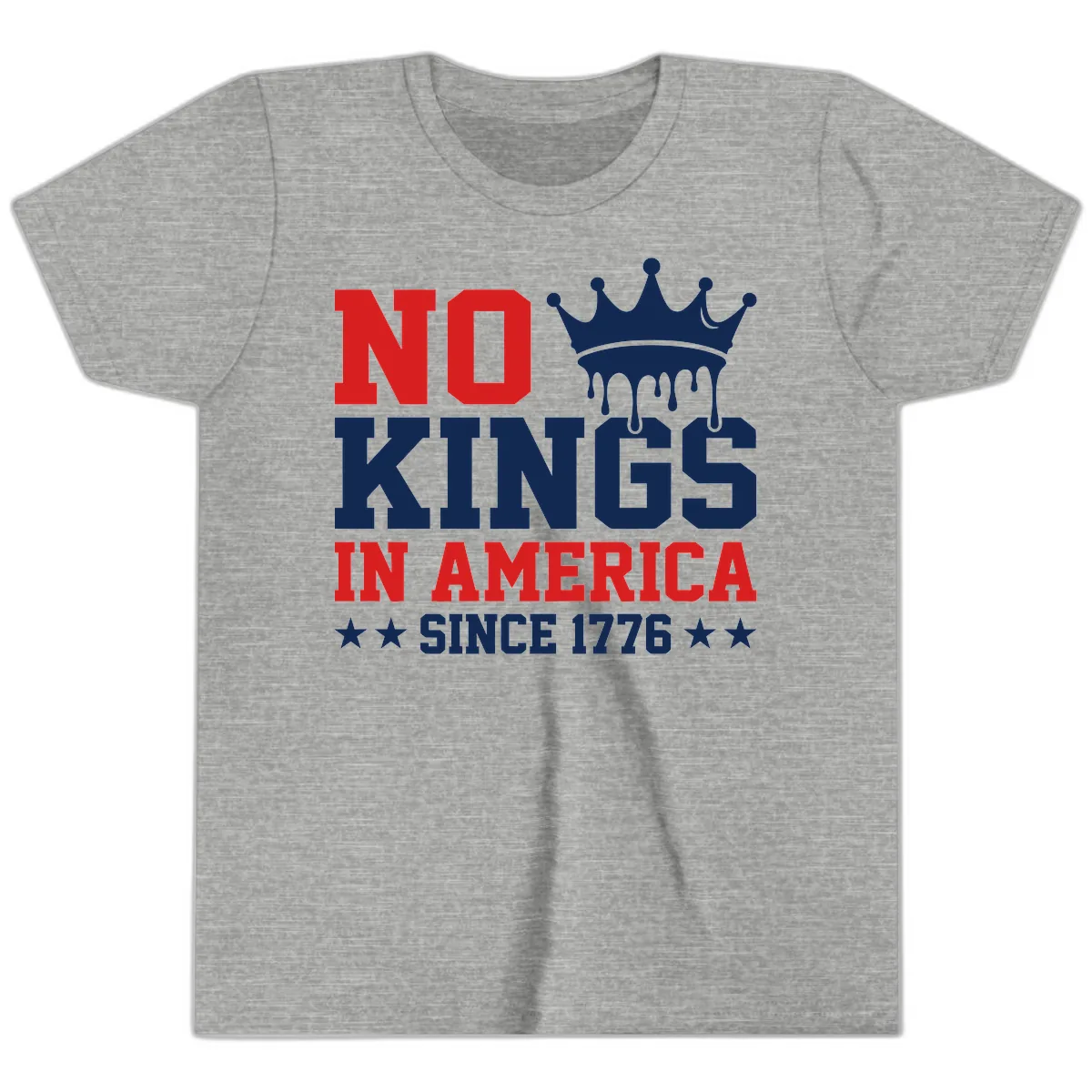 No Kings In America Since 1776 Patriotic Design Youth T-Shirt in Athletic Heather