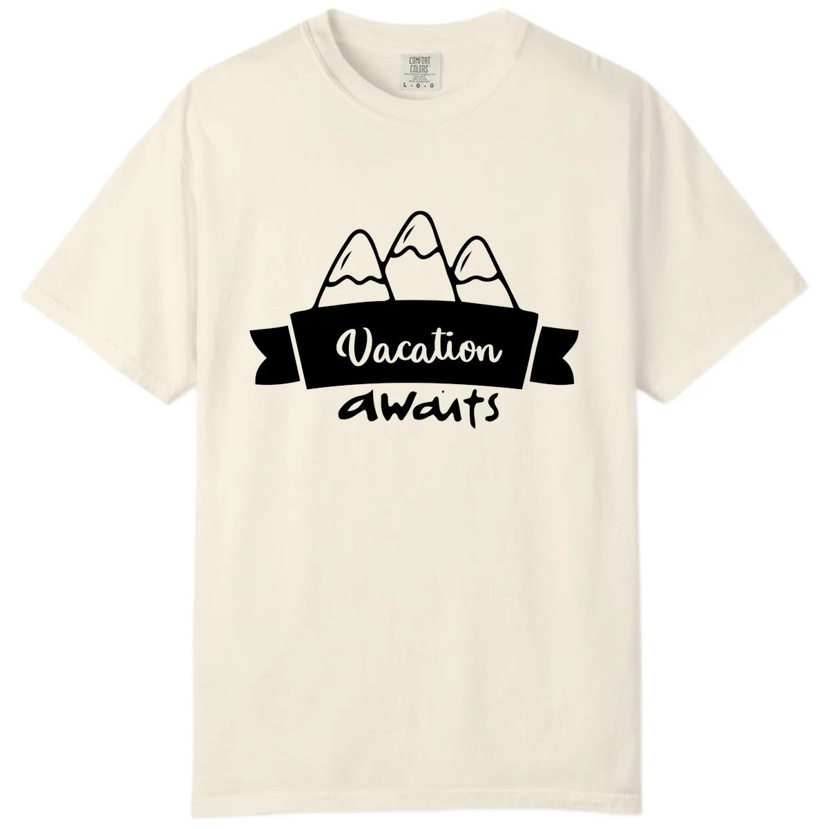 Vacation Awaits Mountain Banner Comfort Color in Ivory