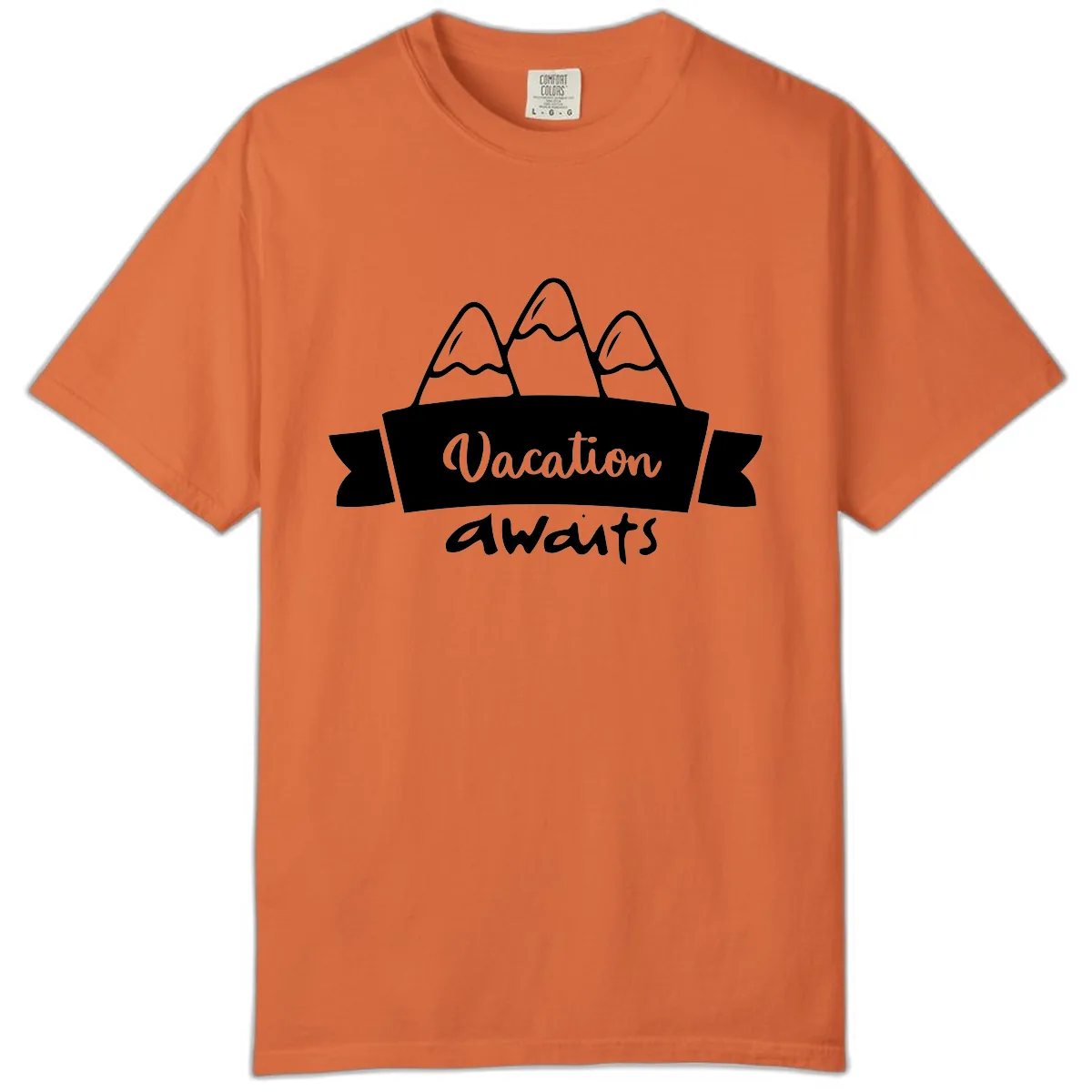 Vacation Awaits Mountain Banner Comfort Color in Burnt Orange