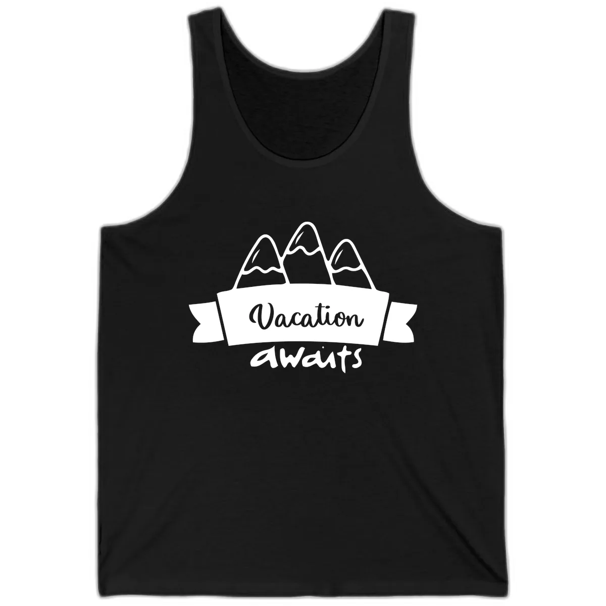 Vacation Awaits Mountain Banner Tank in Black