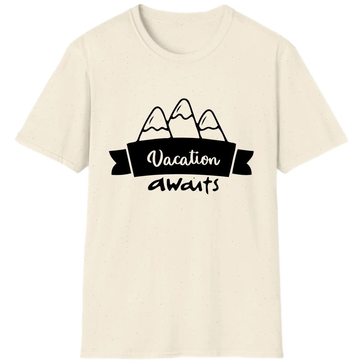 Vacation Awaits Mountain Banner T-Shirt in Natural