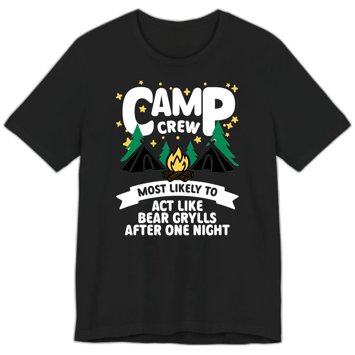 Camp Crew Bear Grylls Camping Humor Premium T-Shirt in Black