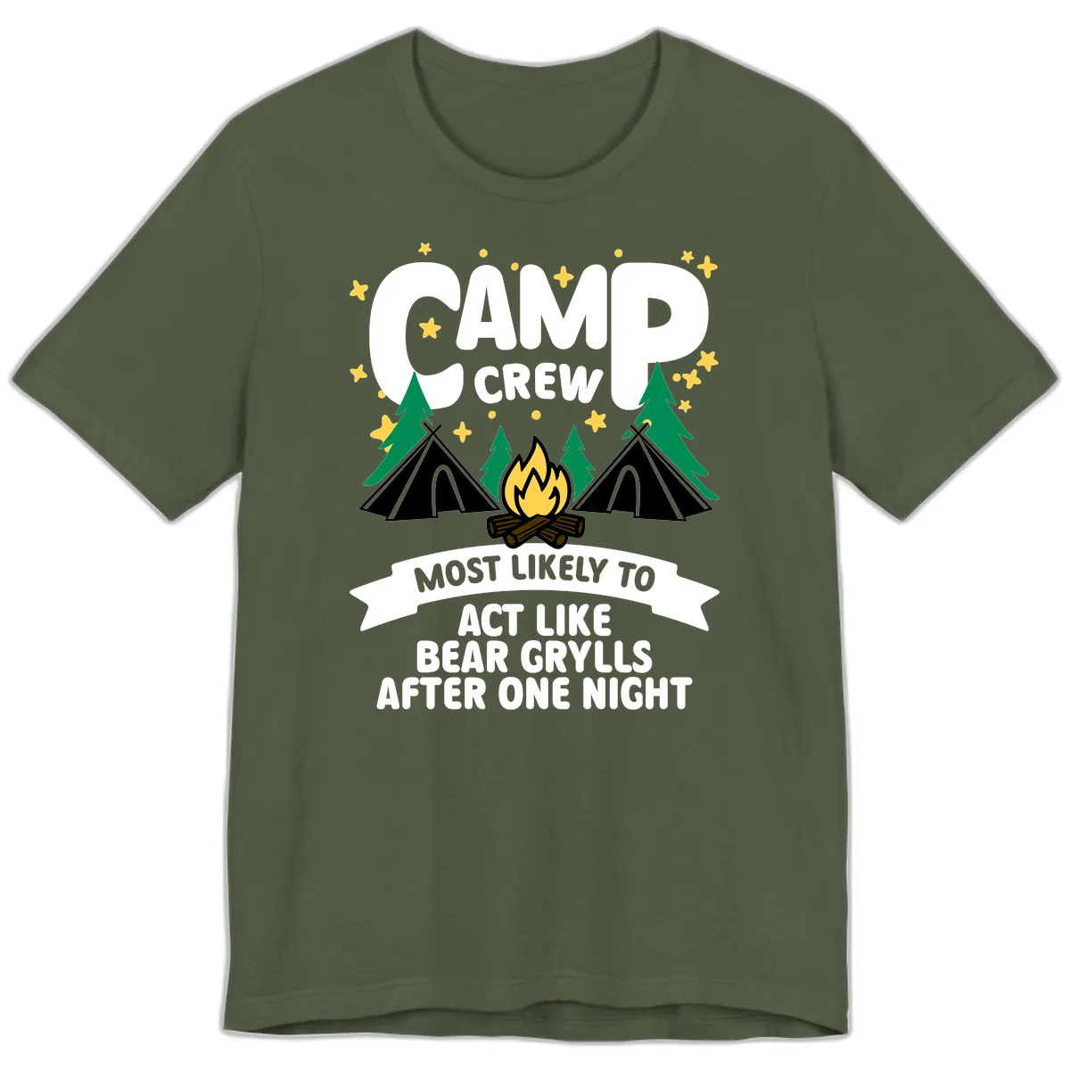 Camp Crew Bear Grylls Camping Humor Premium T-Shirt in Military Green