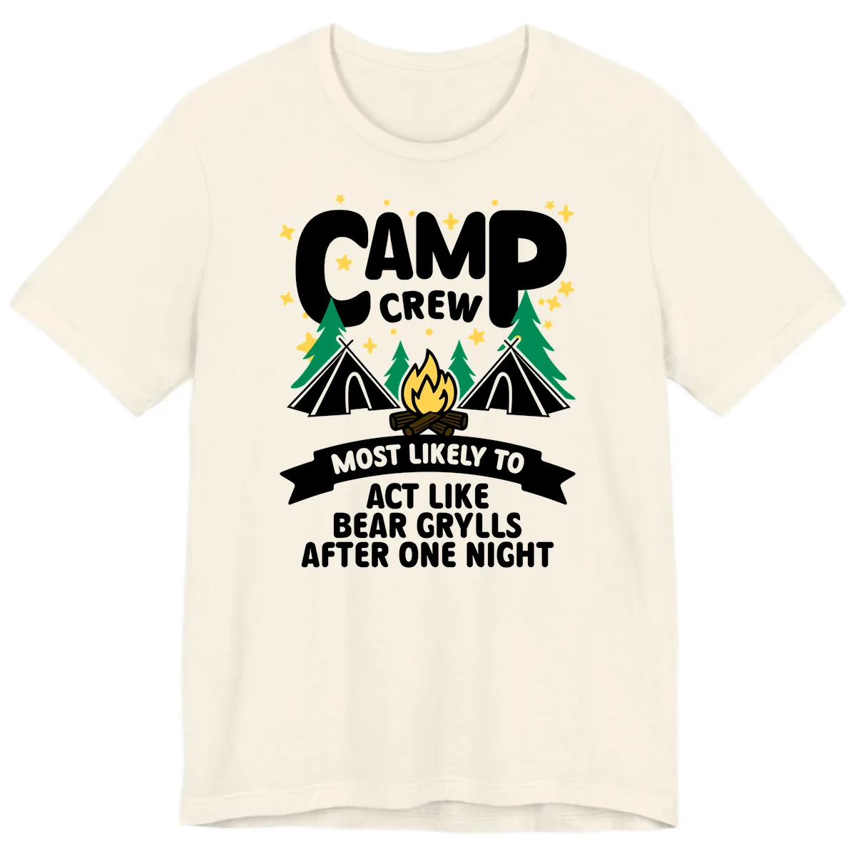 Camp Crew Bear Grylls Camping Humor Premium T-Shirt in Natural