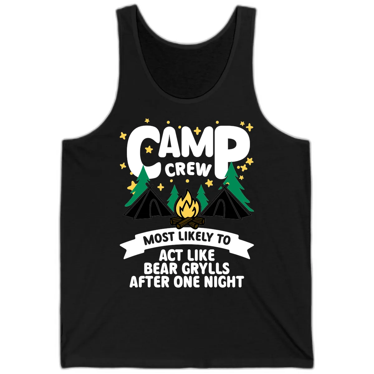 Camp Crew Bear Grylls Camping Humor Tank in Black