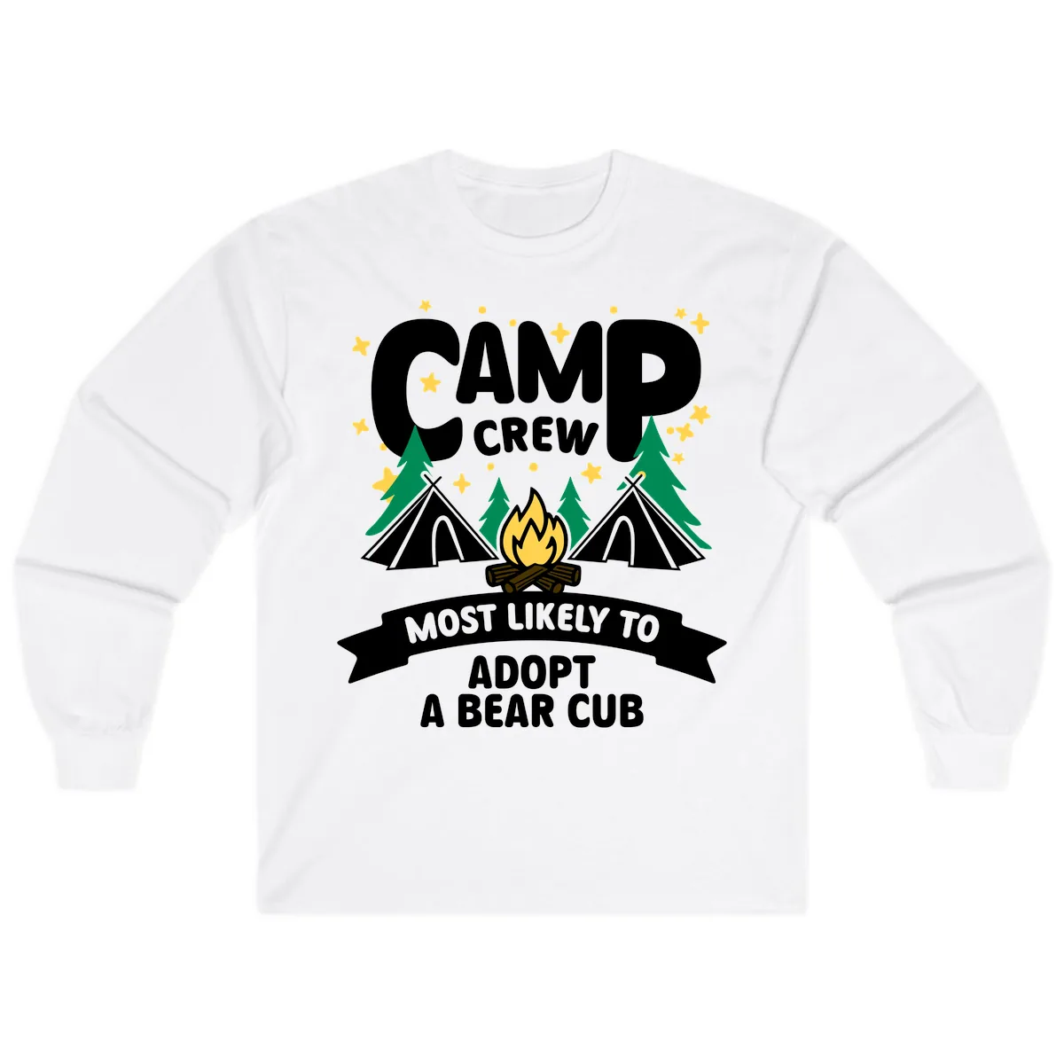Camp Crew Bear Cub Adoption Long Sleeve in White