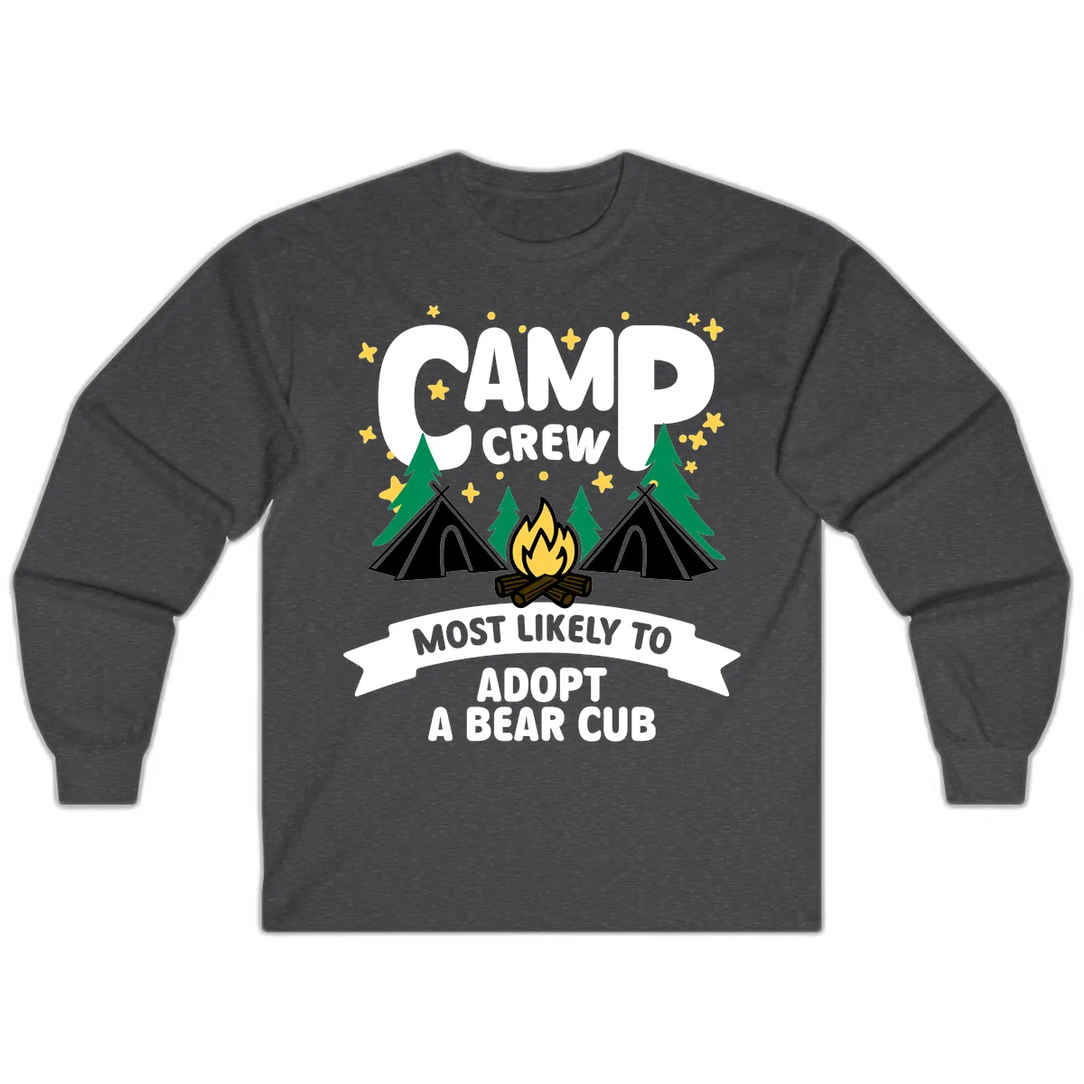 Camp Crew Bear Cub Adoption Long Sleeve in Dark Heather