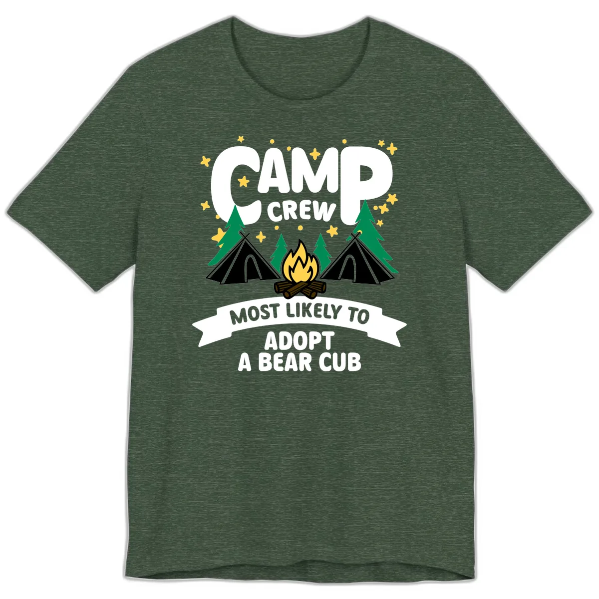 Camp Crew Bear Cub Adoption Premium T-Shirt in Heather Forest