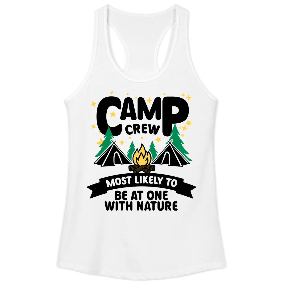 Camp Crew Most Likely To Be At One With Nature Ladies Tank in White