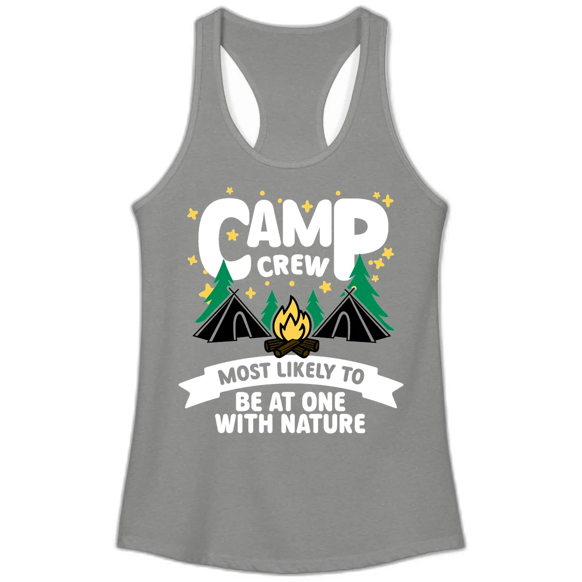 Camp Crew Most Likely To Be At One With Nature Ladies Tank in Heather Grey
