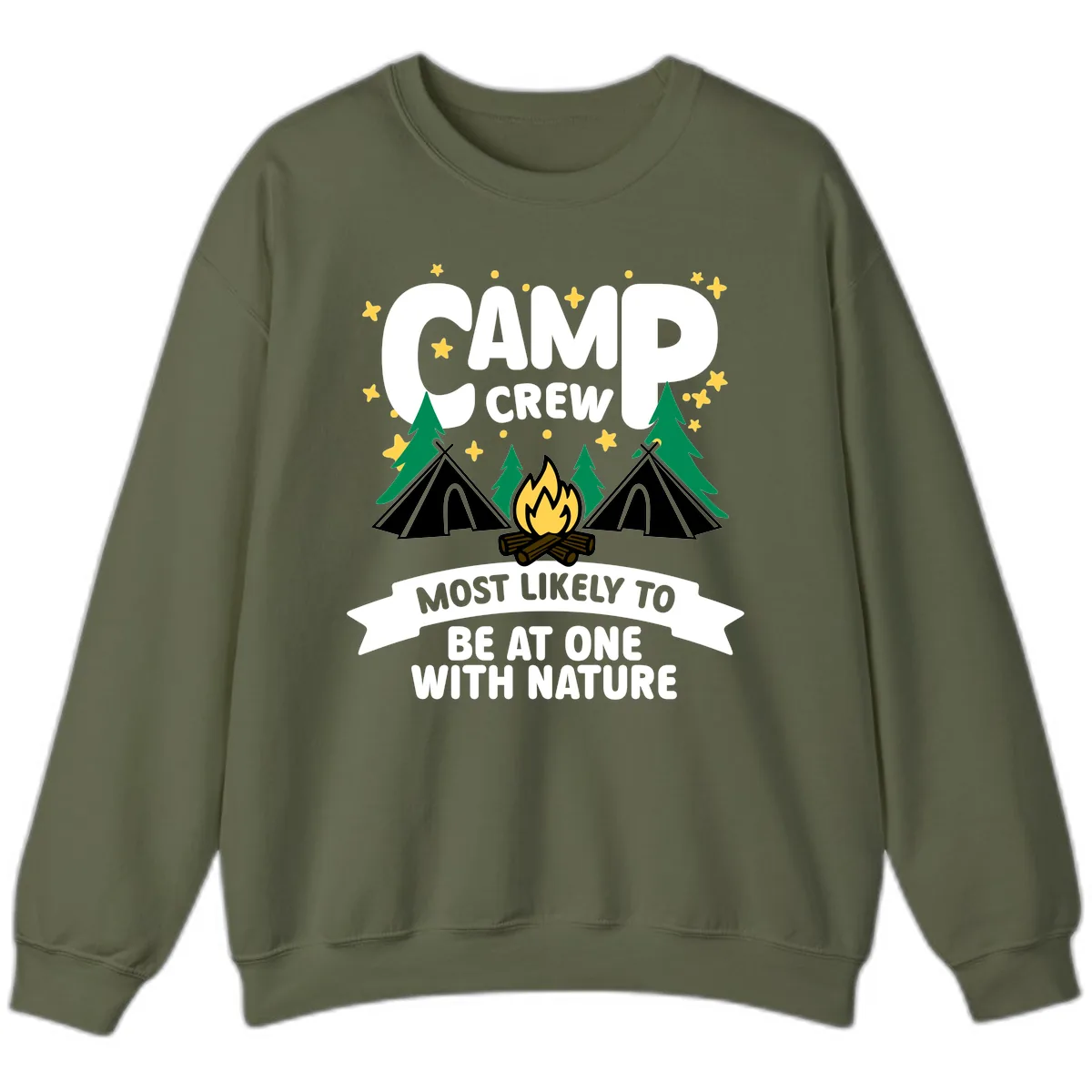 Camp Crew Most Likely To Be At One With Nature Sweatshirt in Military Green