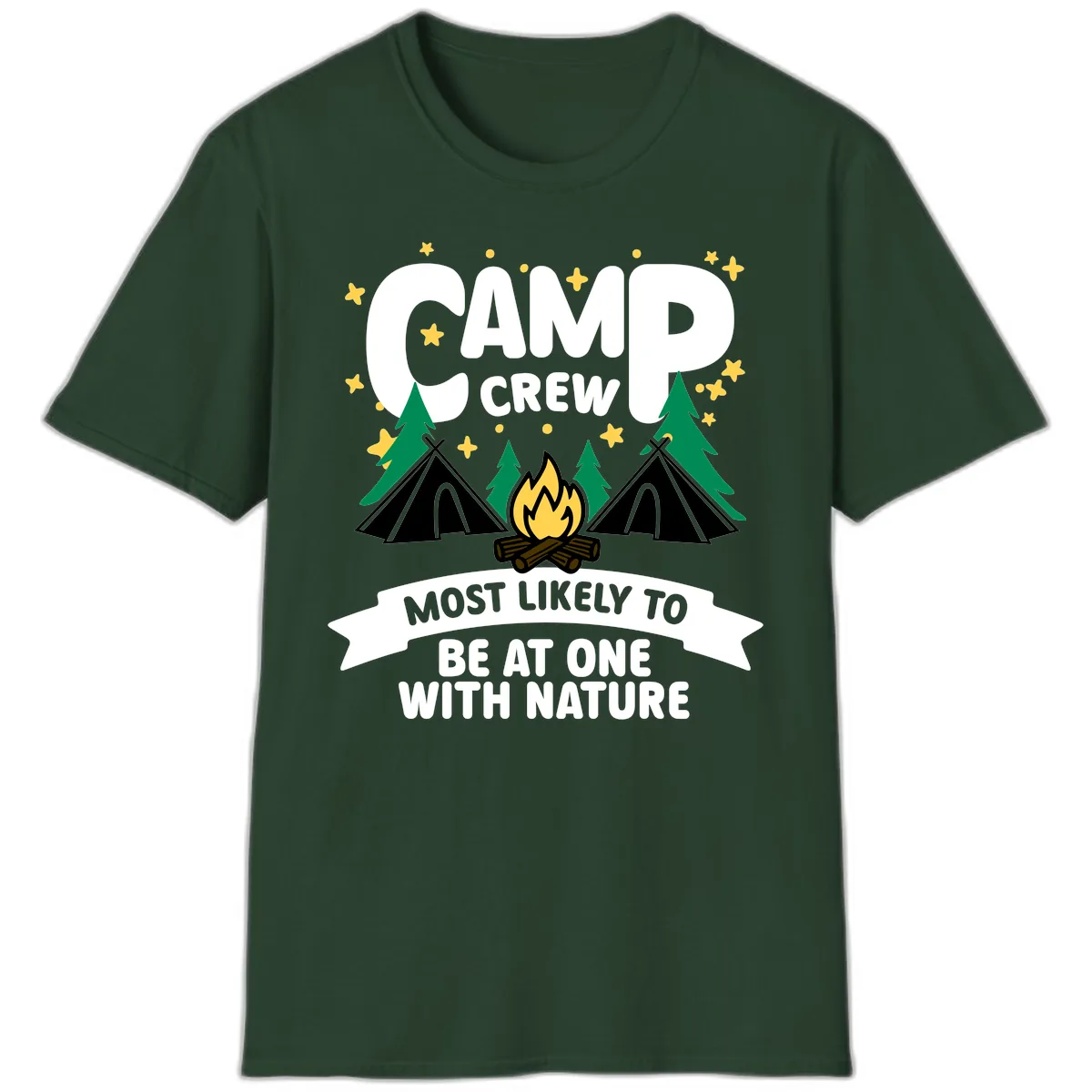 Camp Crew Most Likely To Be At One With Nature T-Shirt in Forest Green