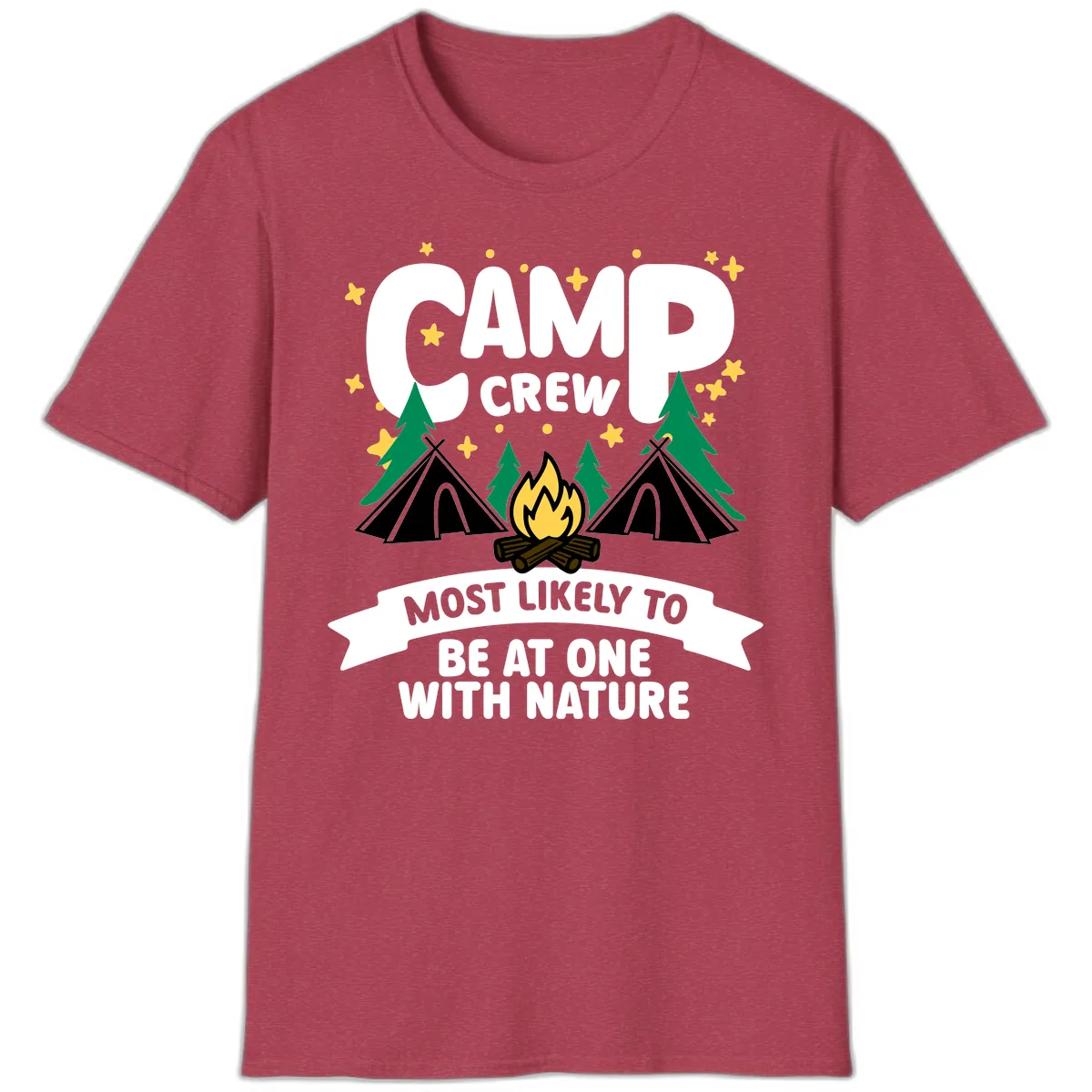Camp Crew Most Likely To Be At One With Nature T-Shirt in Heather Cardinal