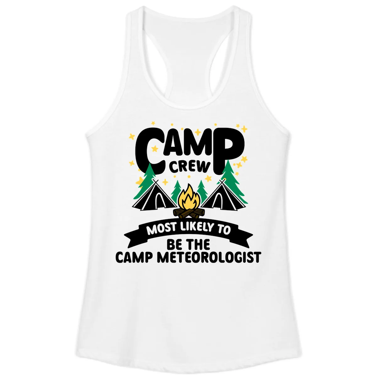 Camp Crew Most Likely Meteorologist Ladies Tank in White