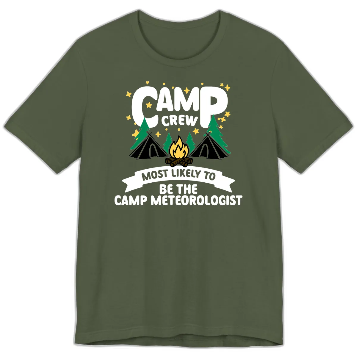 Camp Crew Most Likely Meteorologist Premium T-Shirt in Military Green