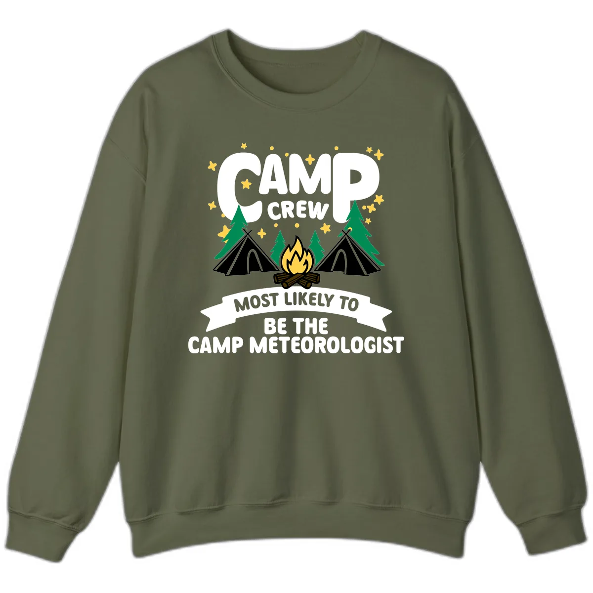 Camp Crew Most Likely Meteorologist Sweatshirt in Military Green