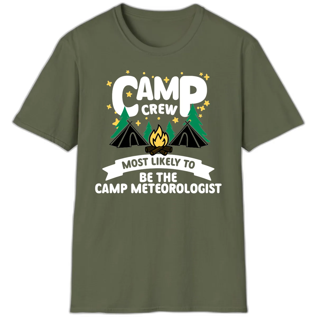 Camp Crew Most Likely Meteorologist T-Shirt in Military Green