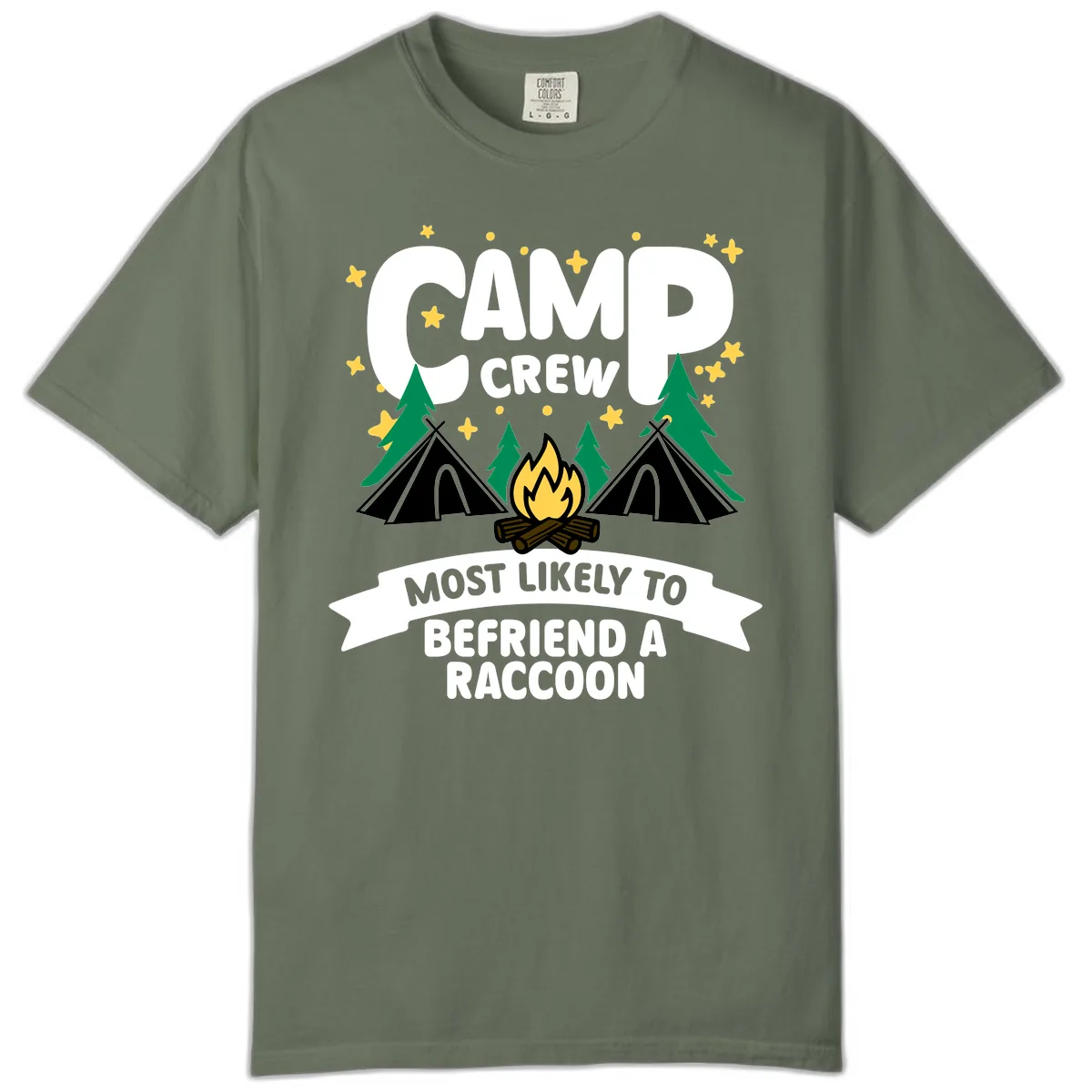 Camp Crew Most Likely Raccoon Comfort Color in Moss