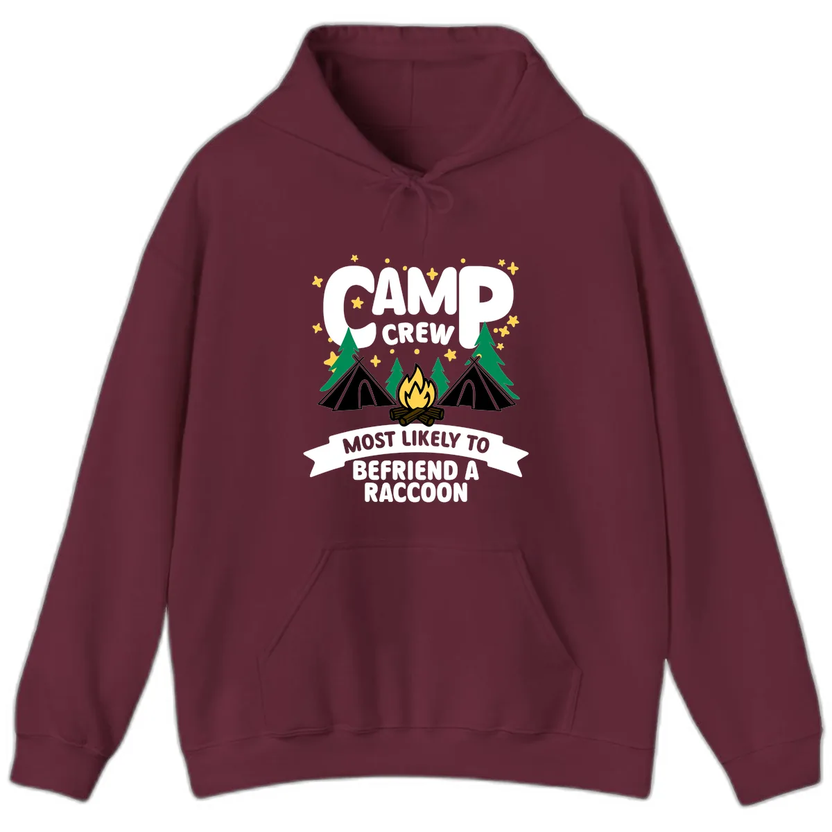 Camp Crew Most Likely Raccoon Hoodie in Maroon