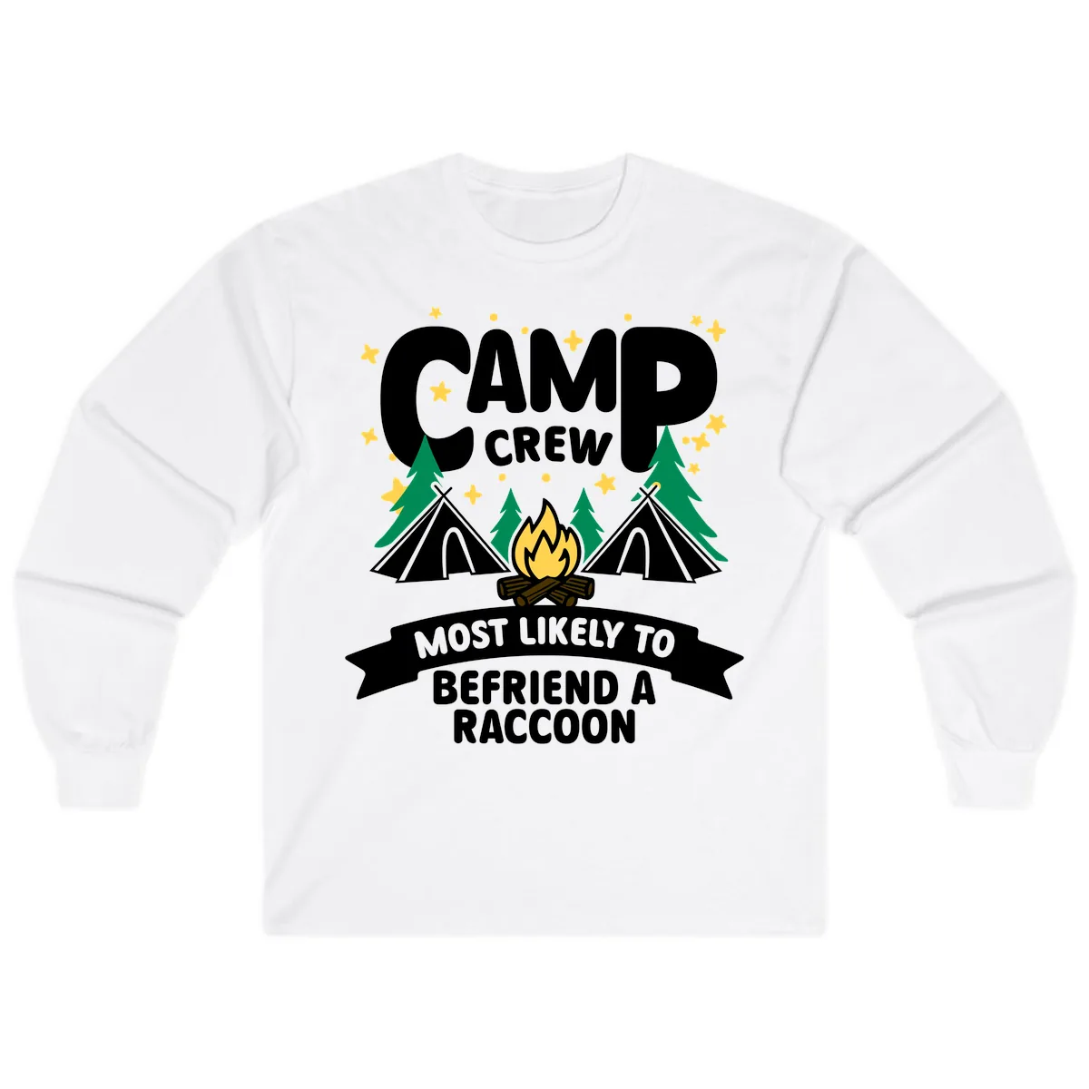 Camp Crew Most Likely Raccoon Long Sleeve in White