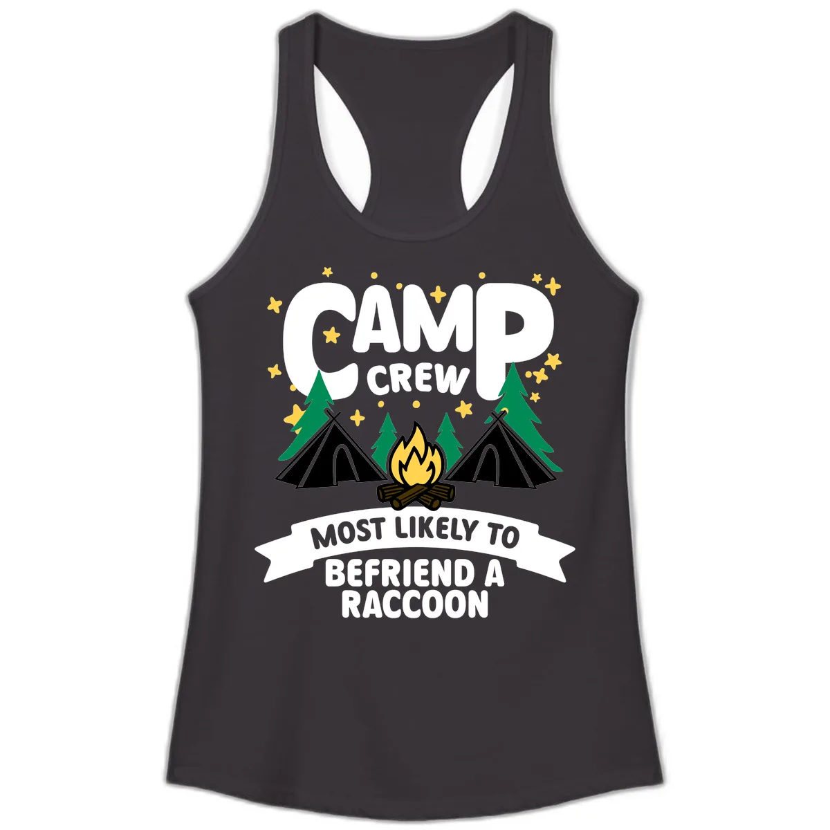 Camp Crew Most Likely Raccoon Ladies Tank in Black