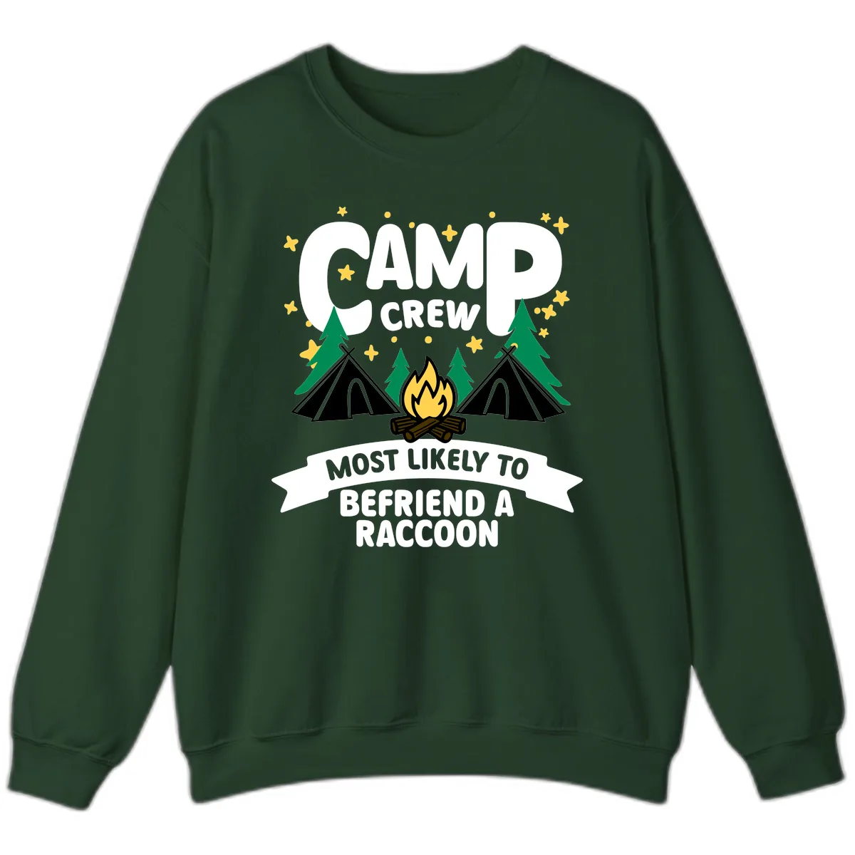 Camp Crew Most Likely Raccoon Sweatshirt in Forest Green
