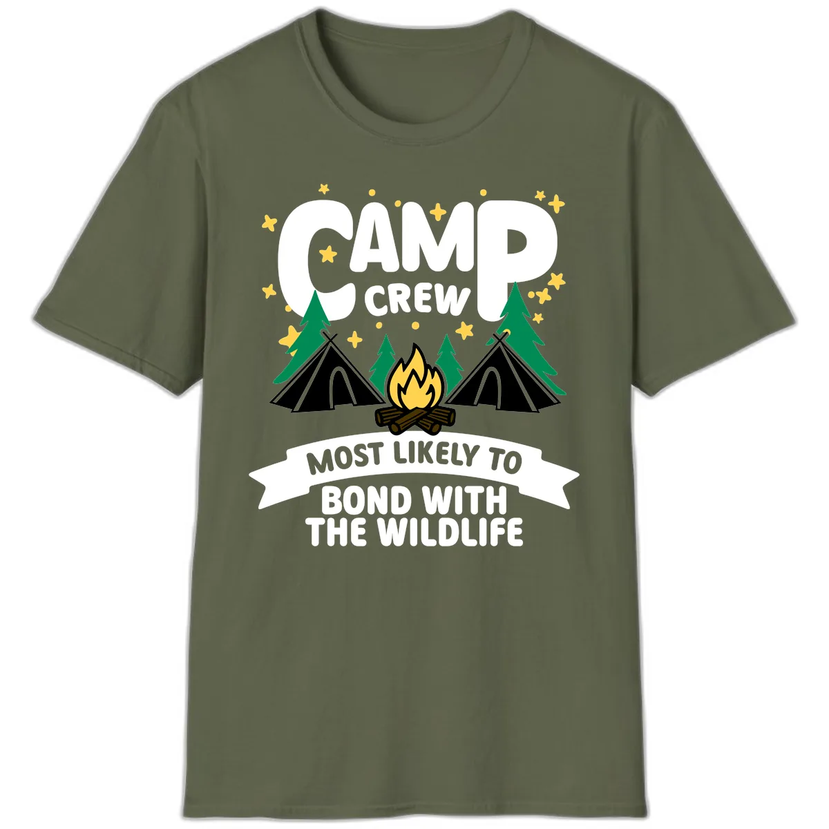 Camp Crew Wildlife Bond T-Shirt in Military Green