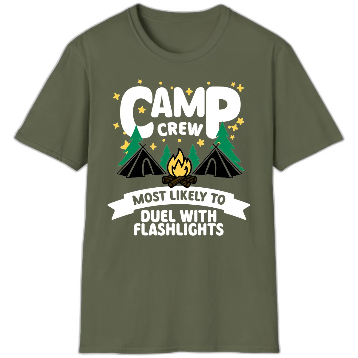 Camp Crew Flashlight Duel T-Shirt in Military Green
