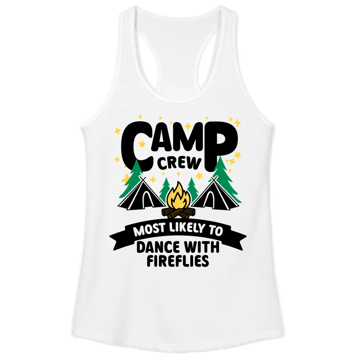 Camp Crew Dance With Fireflies Ladies Tank in White