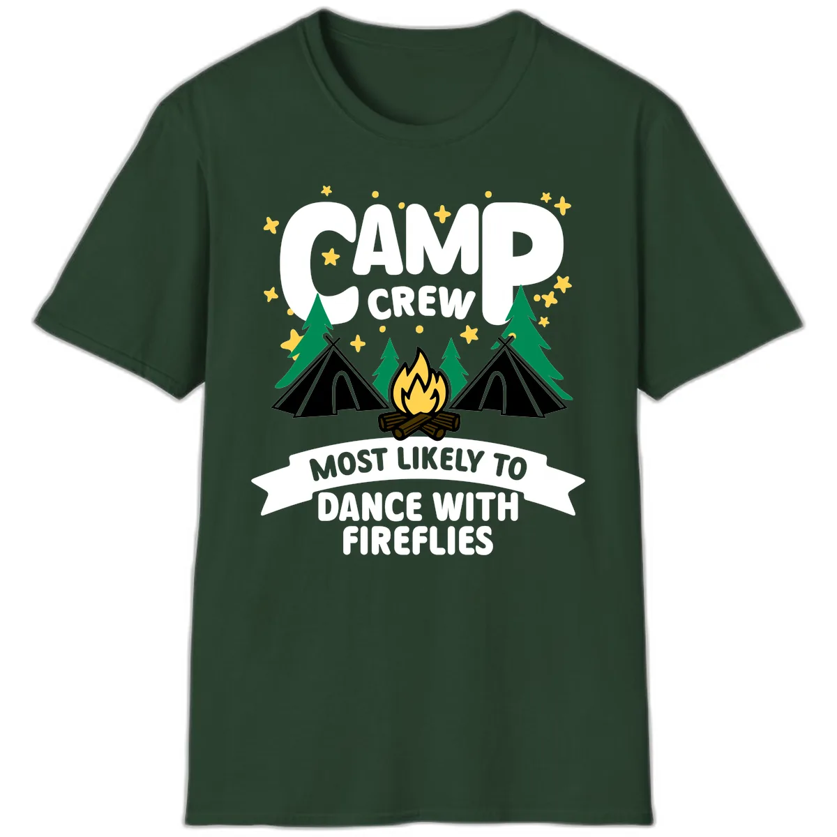 Camp Crew Dance With Fireflies T-Shirt in Forest Green
