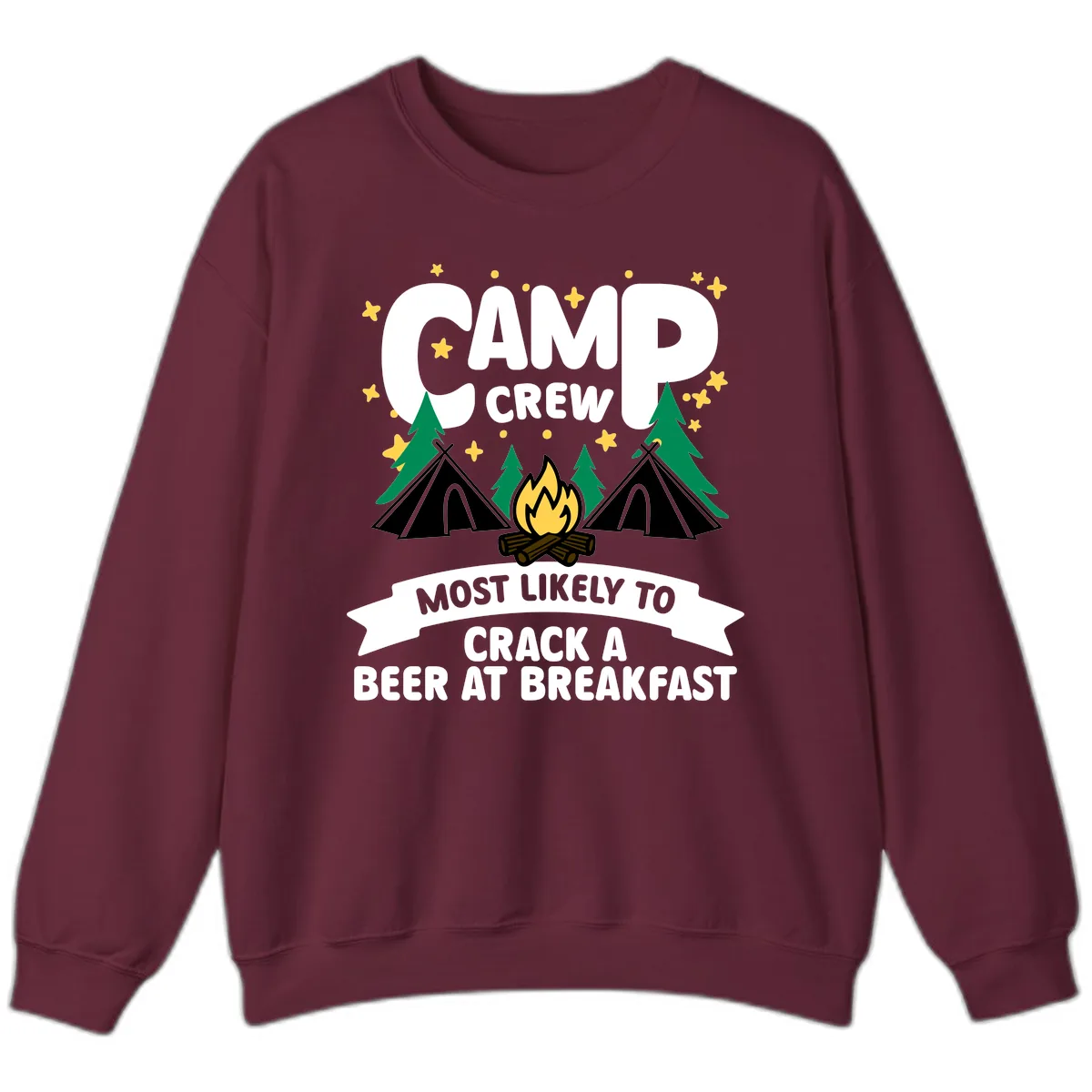 Camp Crew Beer At Breakfast Sweatshirt in Maroon