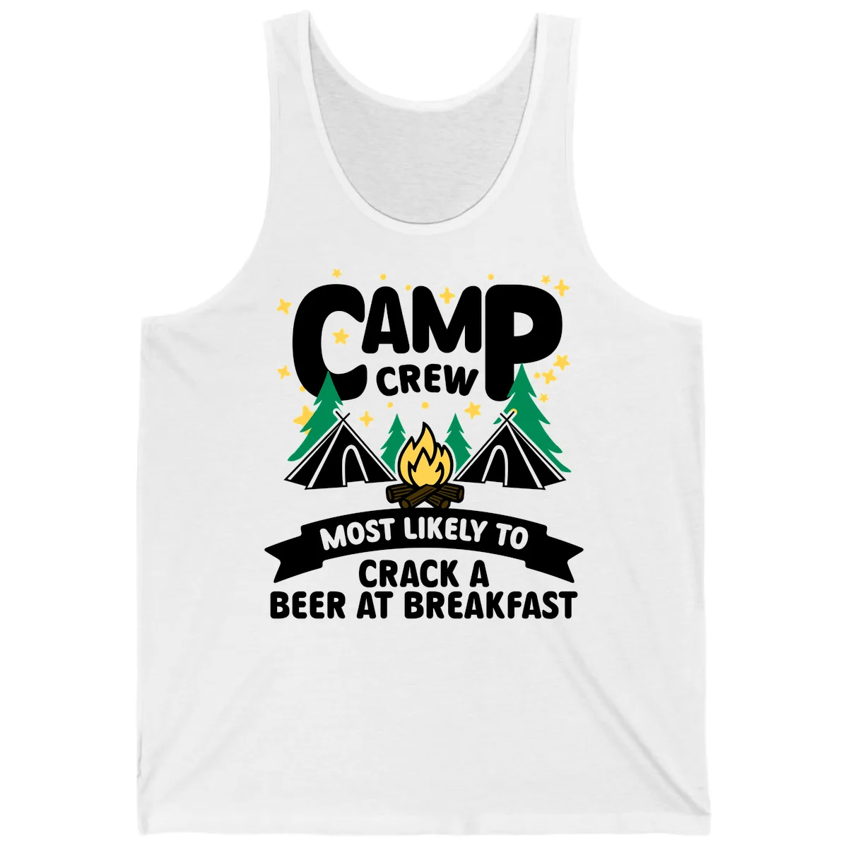 Camp Crew Beer At Breakfast Tank in White