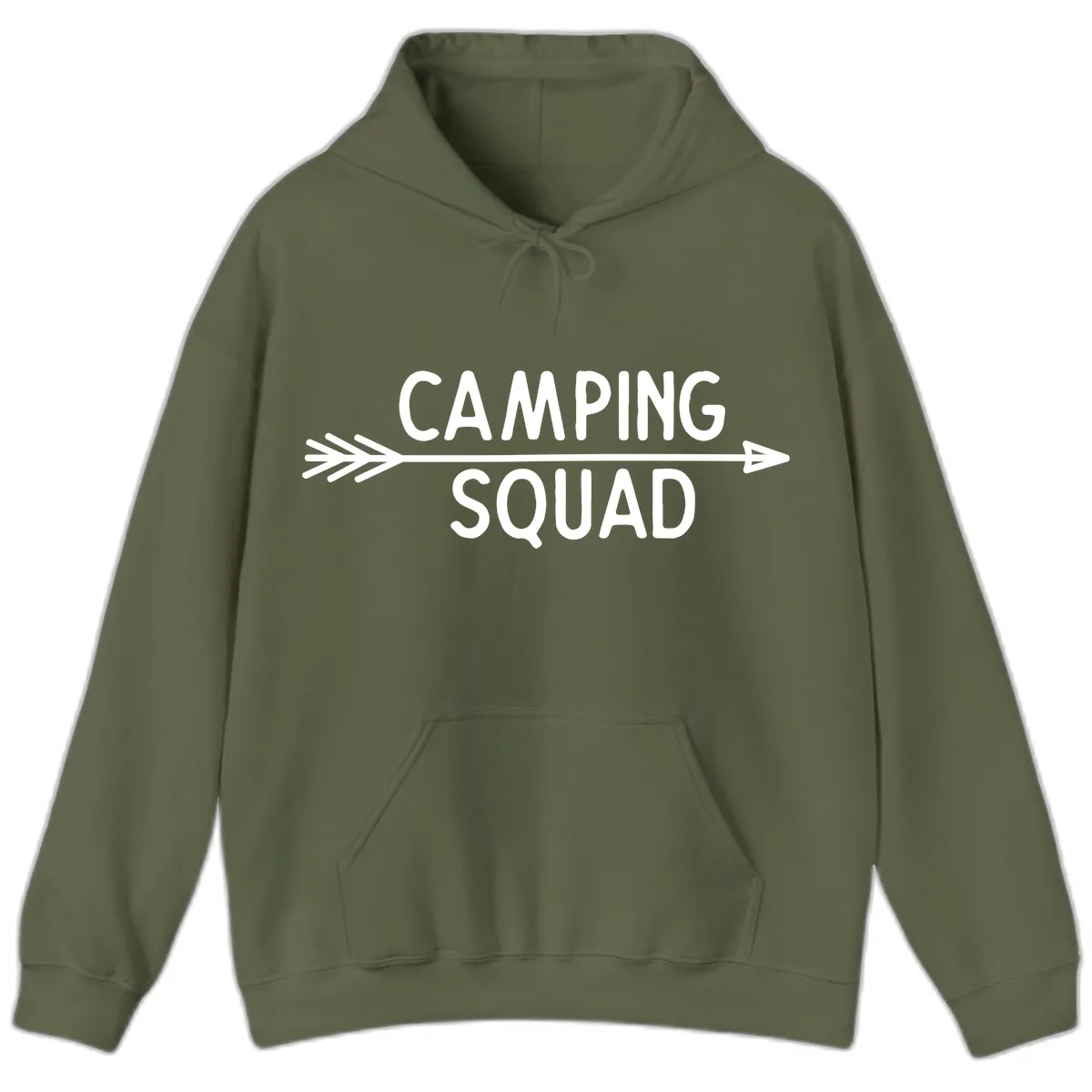Camping Squad Arrow Hoodie in Military Green