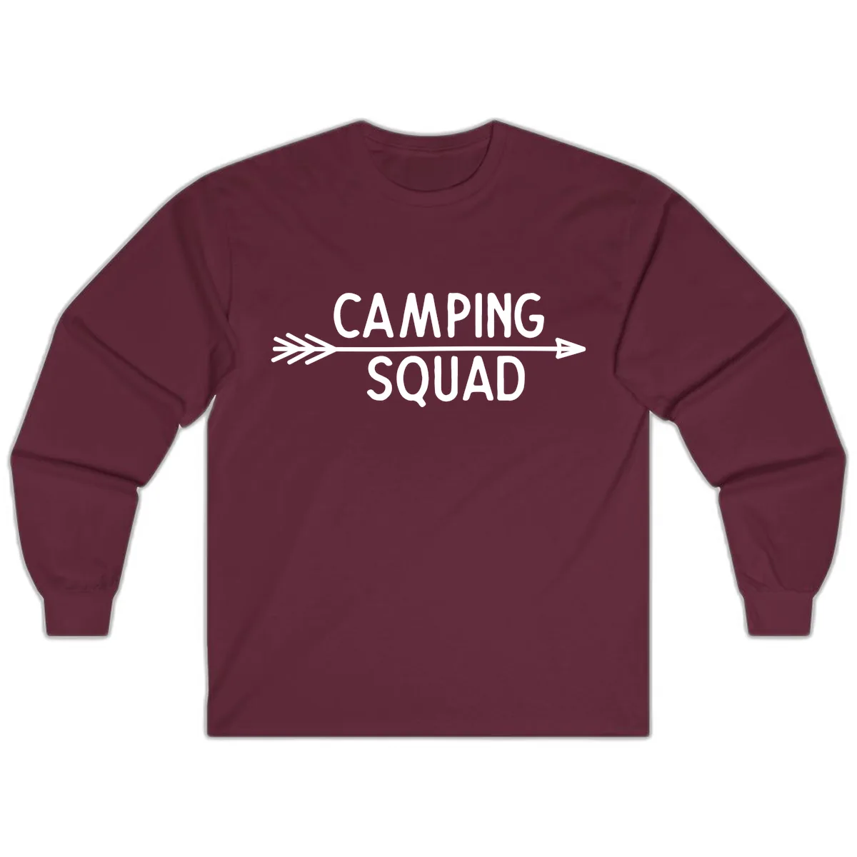 Camping Squad Arrow Long Sleeve in Maroon