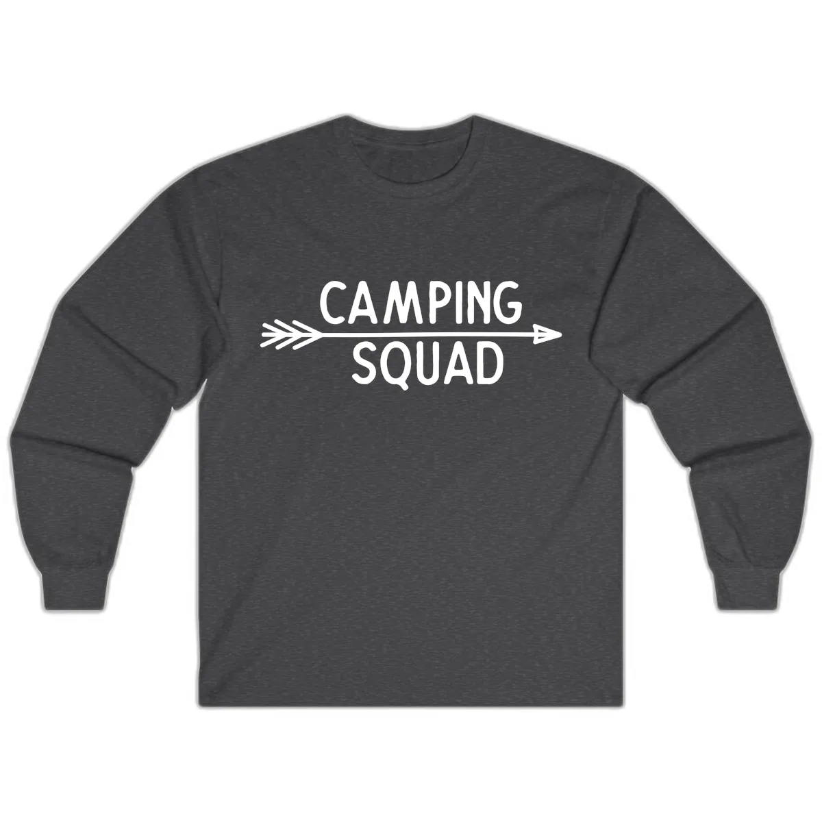 Camping Squad Arrow Long Sleeve in Dark Heather